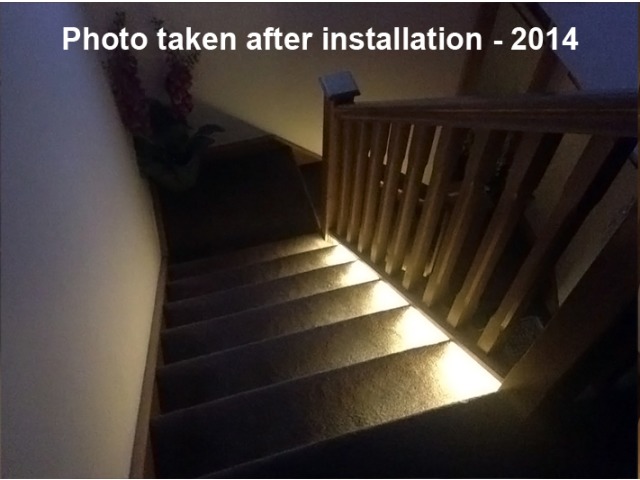 LED Strip lighting up stair case